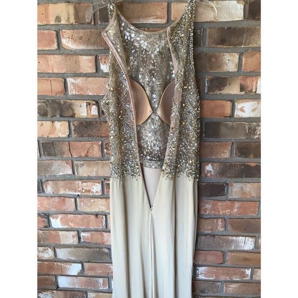 Juliet Women's Cream Formal Dress With Embellished Silver & Gold Sequin Large - Picture 5 of 14